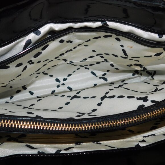 Kate Spade Black Wool Button Tote Bag With Patent Leather Handles & Lined In - Picture 11 of 12